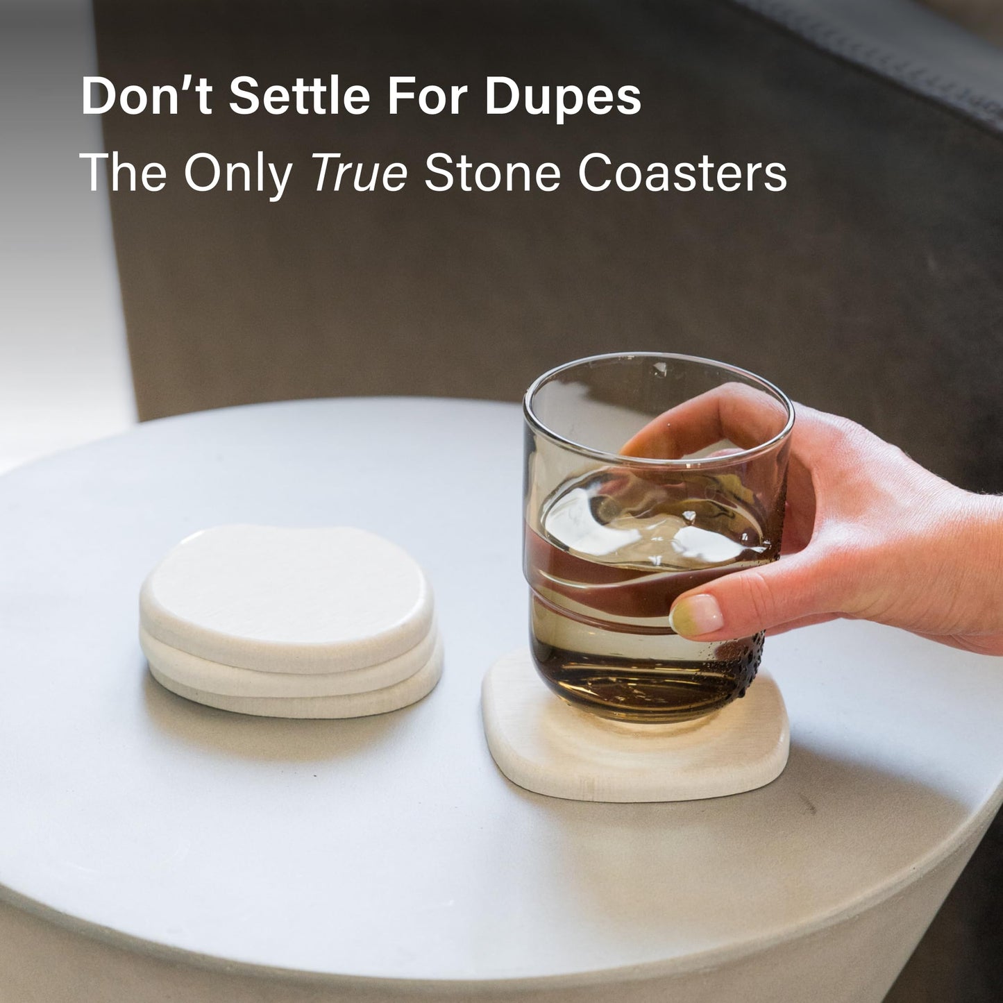 Dorai Home Stone Coaster Set – 4 Absorbent Diatomite Coasters for Instant Drying, Modern Design, Slate Stone