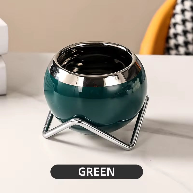 Ceramic Desk Planter with Live Succulent