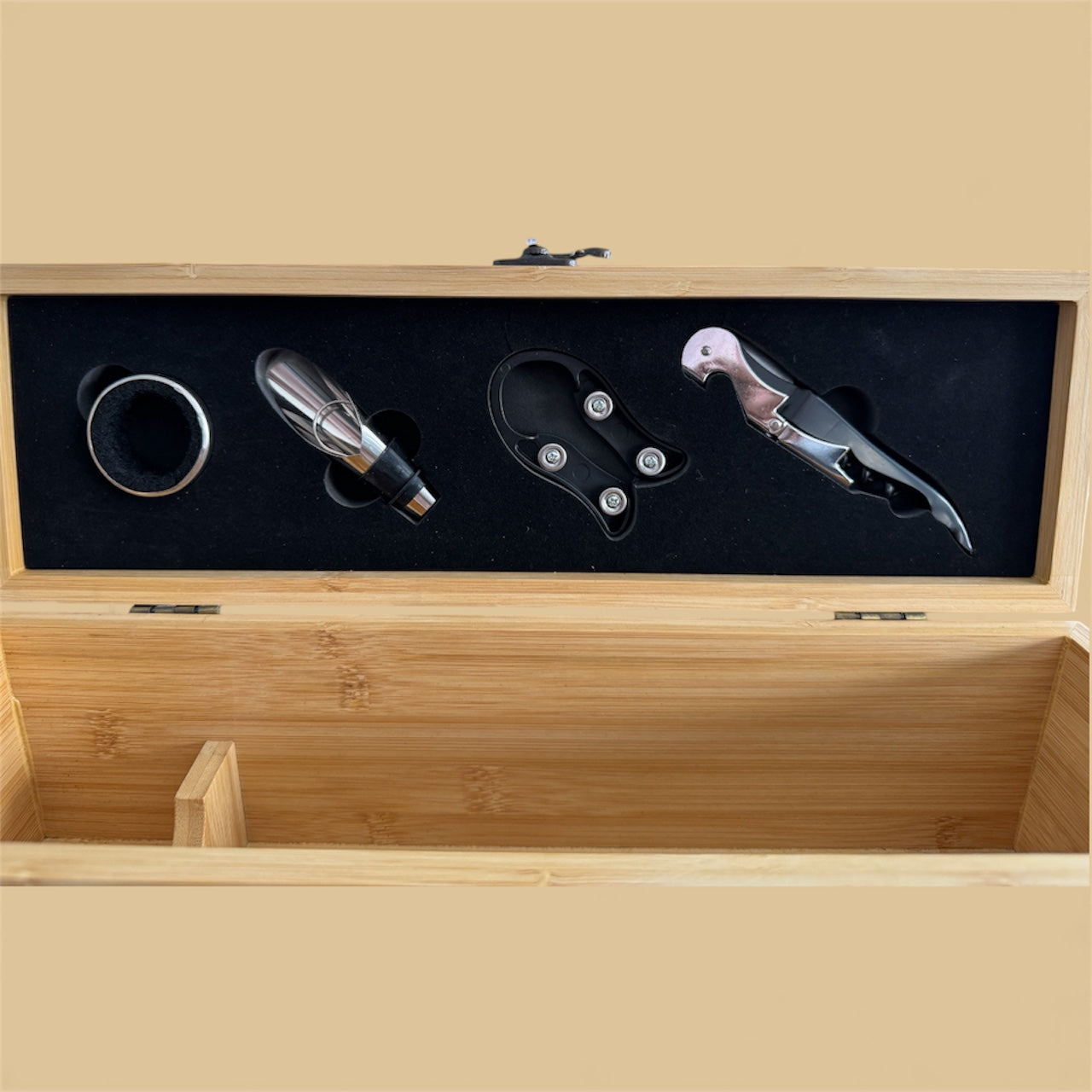 Eco-Luxury Bamboo Wine Gift Set | 5-Piece Bar Tool Kit with Corkscrew & Free Sustainable Custom Label