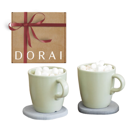 Dorai Home Stone Coaster Set – 4 Absorbent Diatomite Coasters for Instant Drying, Modern Design, Slate Stone