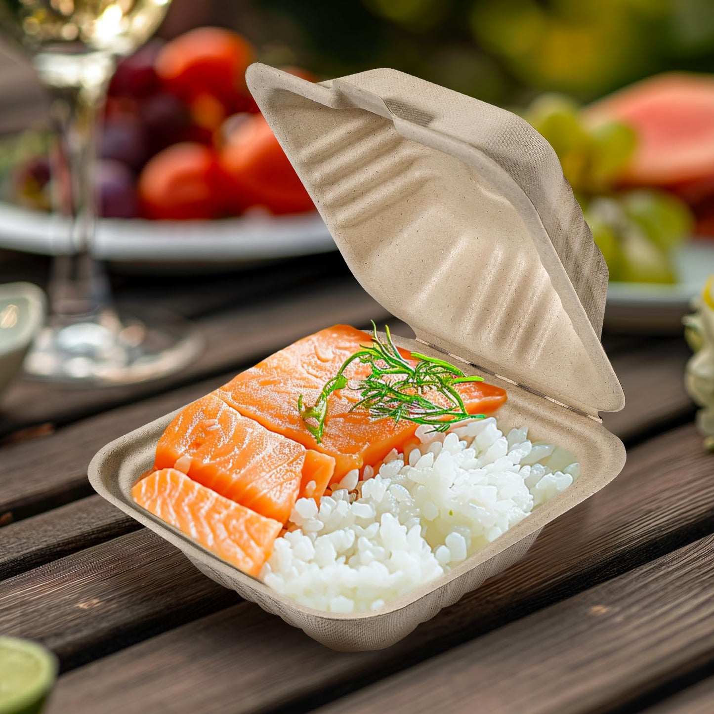 Aricsen 100 Pack 3 Compartment Compostable 8x9 Inch Takeout Lunch Box Containers with Lid To Go Take Out Clamshell for Food, Disposable Eco-Friendly Biodegradable Bagasse, PFAS-Free, Brown