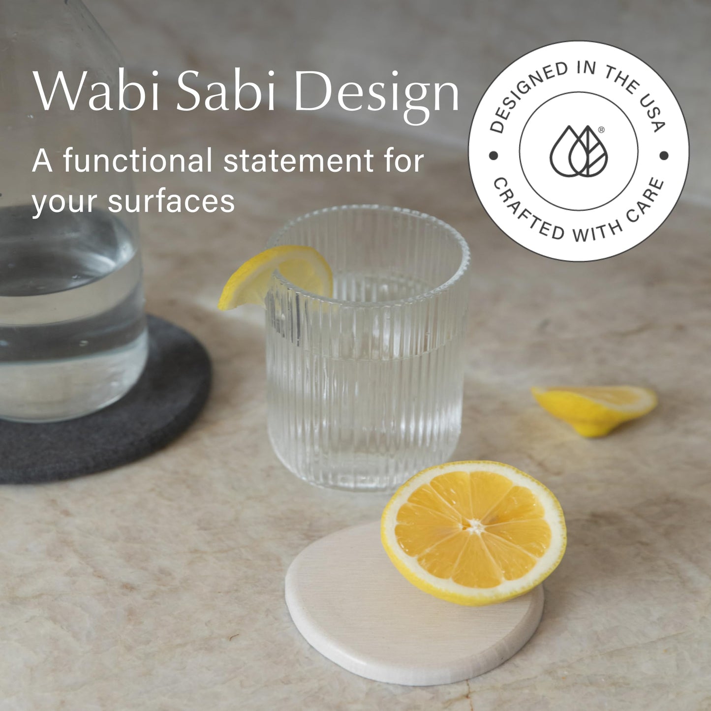 Dorai Home Stone Coaster Set – 4 Absorbent Diatomite Coasters for Instant Drying, Modern Design, Slate Stone