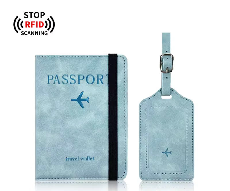 Vegan Leather Passport Holder & Luggage Tag Set
