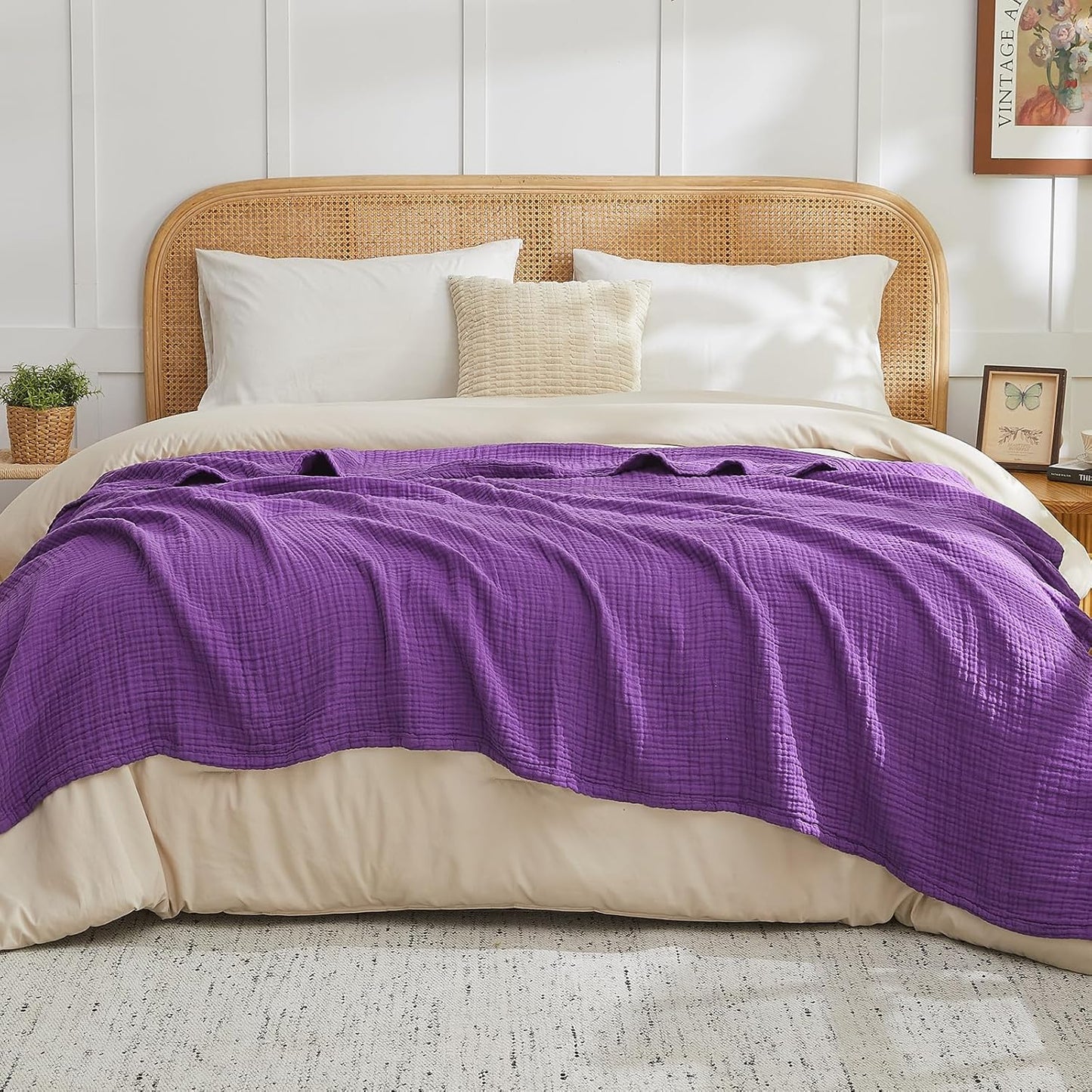 EMME Muslin Throw Blanket 100% Cotton Blankets for Couch Breathable Gauze All Season Soft and Lightweight Pre-Washed (Teal, 50"x70")