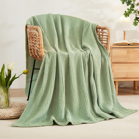 EMME Muslin Throw Blanket 100% Cotton Blankets for Couch Breathable Gauze All Season Soft and Lightweight Pre-Washed (Teal, 50"x70")