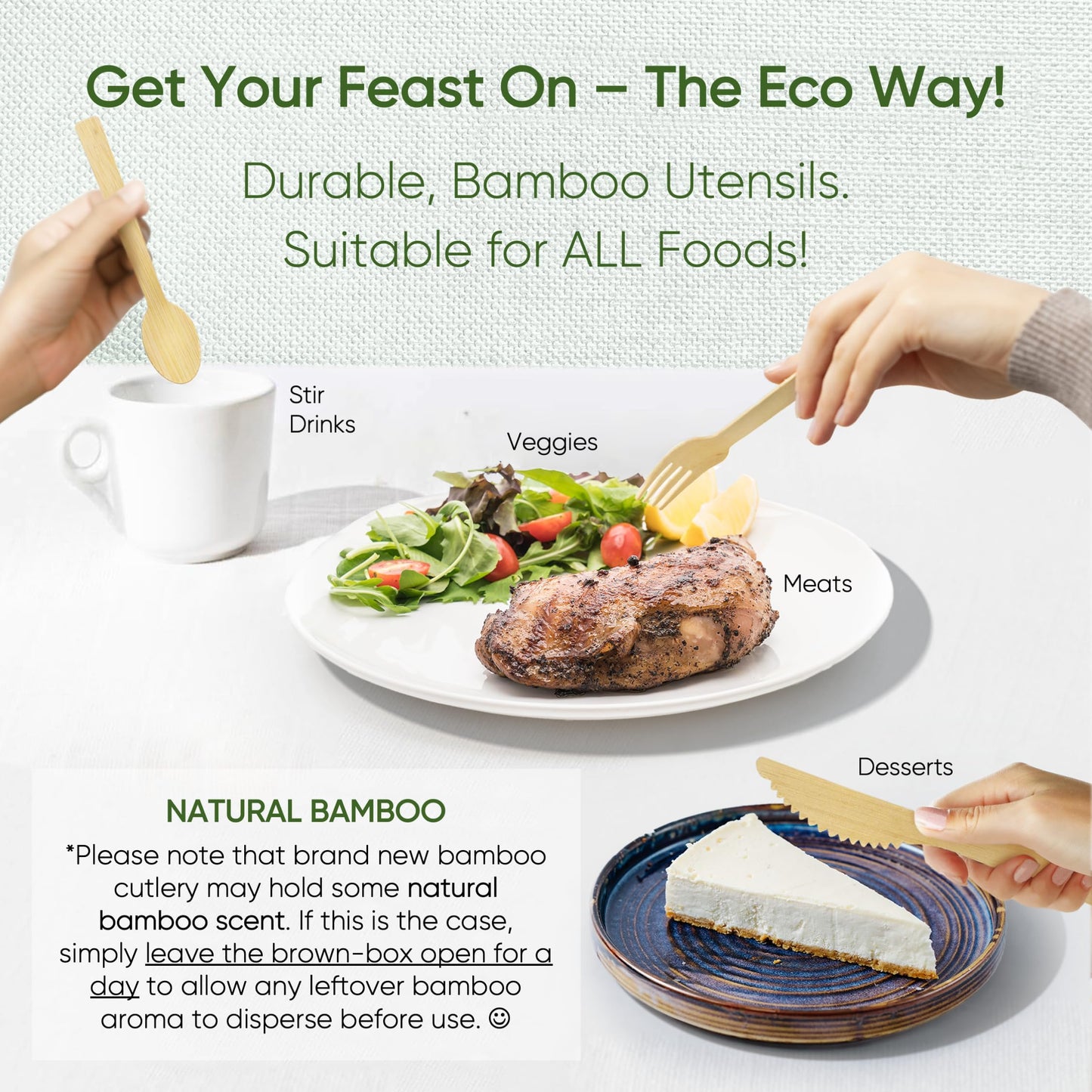 Premium Pre-Rolled Napkin and Bamboo Cutlery Set (30 Pack, 120 PCS) 100% Biodegradable, Eco-Friendly, Disposable Wrapped Cutlery - Includes Pre-Wrapped Bamboo Forks, Knives, Spoons, & Napkins