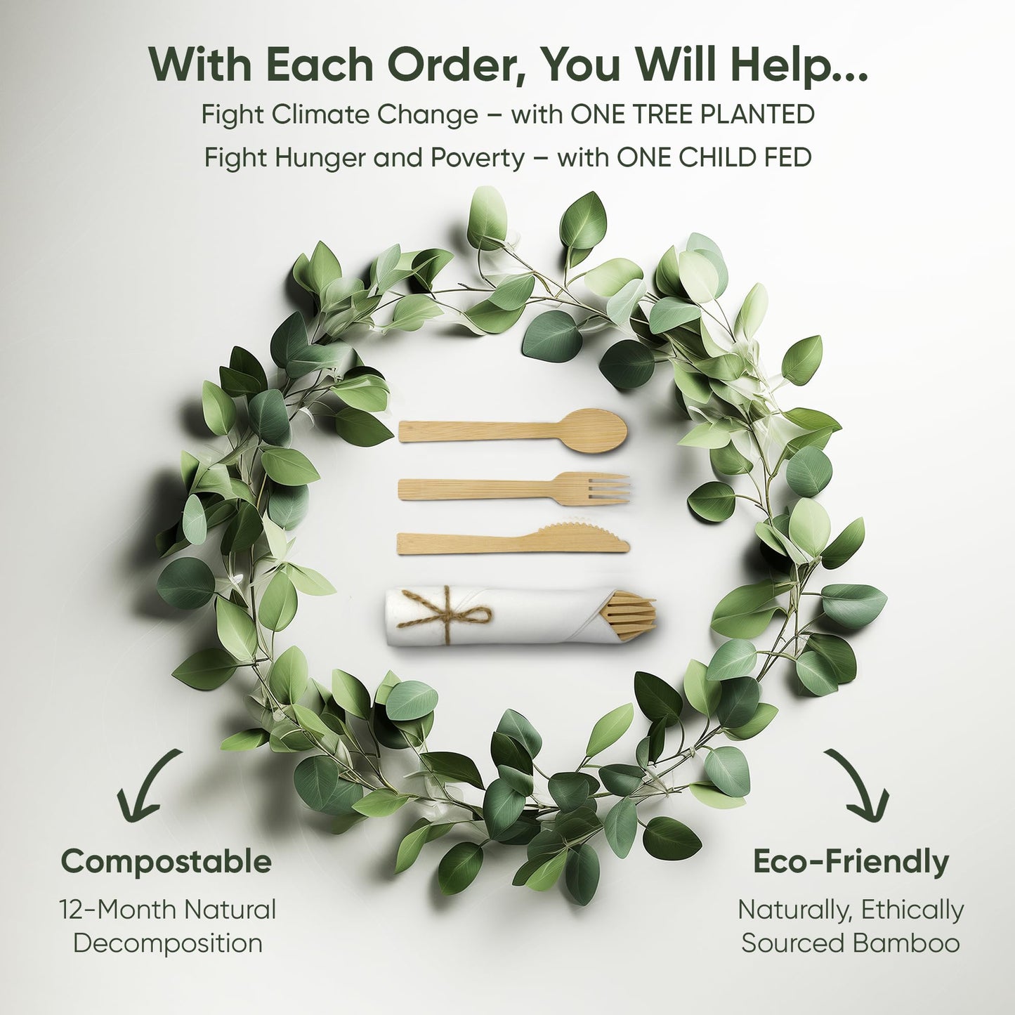 Premium Pre-Rolled Napkin and Bamboo Cutlery Set (30 Pack, 120 PCS) 100% Biodegradable, Eco-Friendly, Disposable Wrapped Cutlery - Includes Pre-Wrapped Bamboo Forks, Knives, Spoons, & Napkins