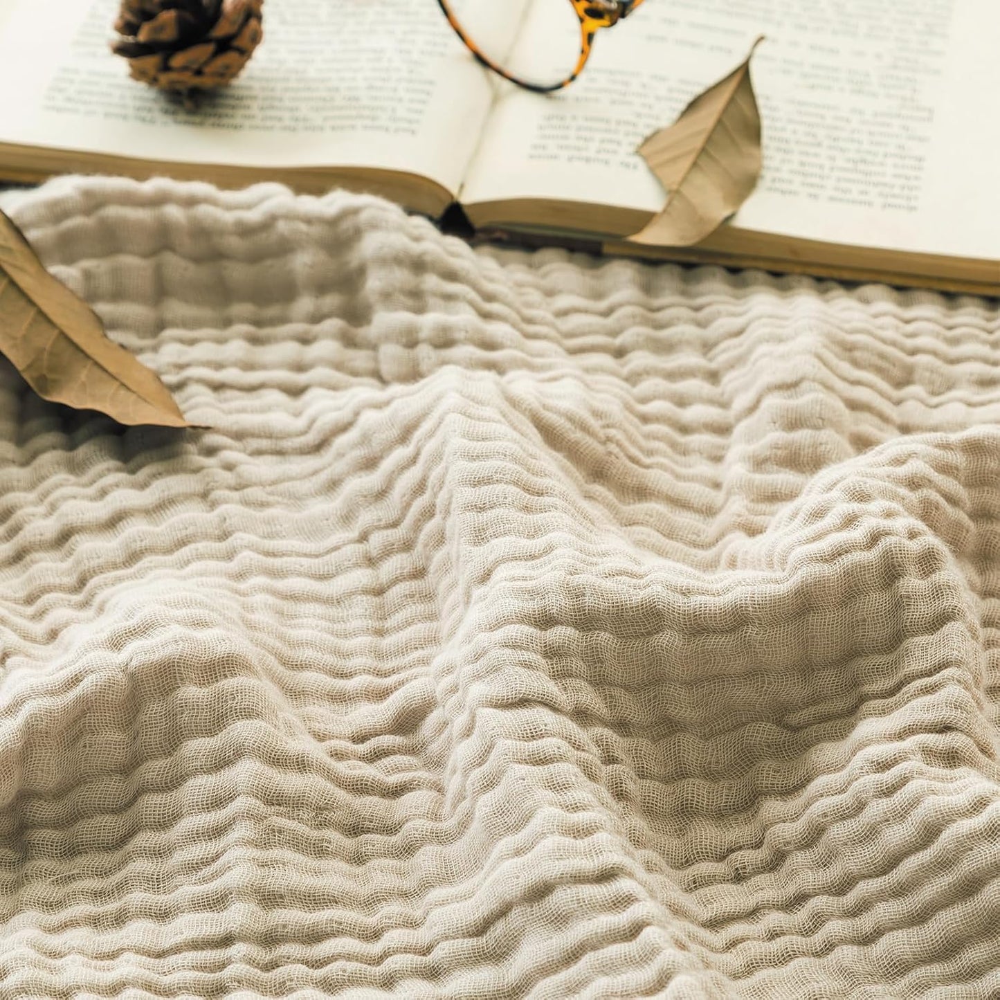 EMME Muslin Throw Blanket 100% Cotton Blankets for Couch Breathable Gauze All Season Soft and Lightweight Pre-Washed (Teal, 50"x70")
