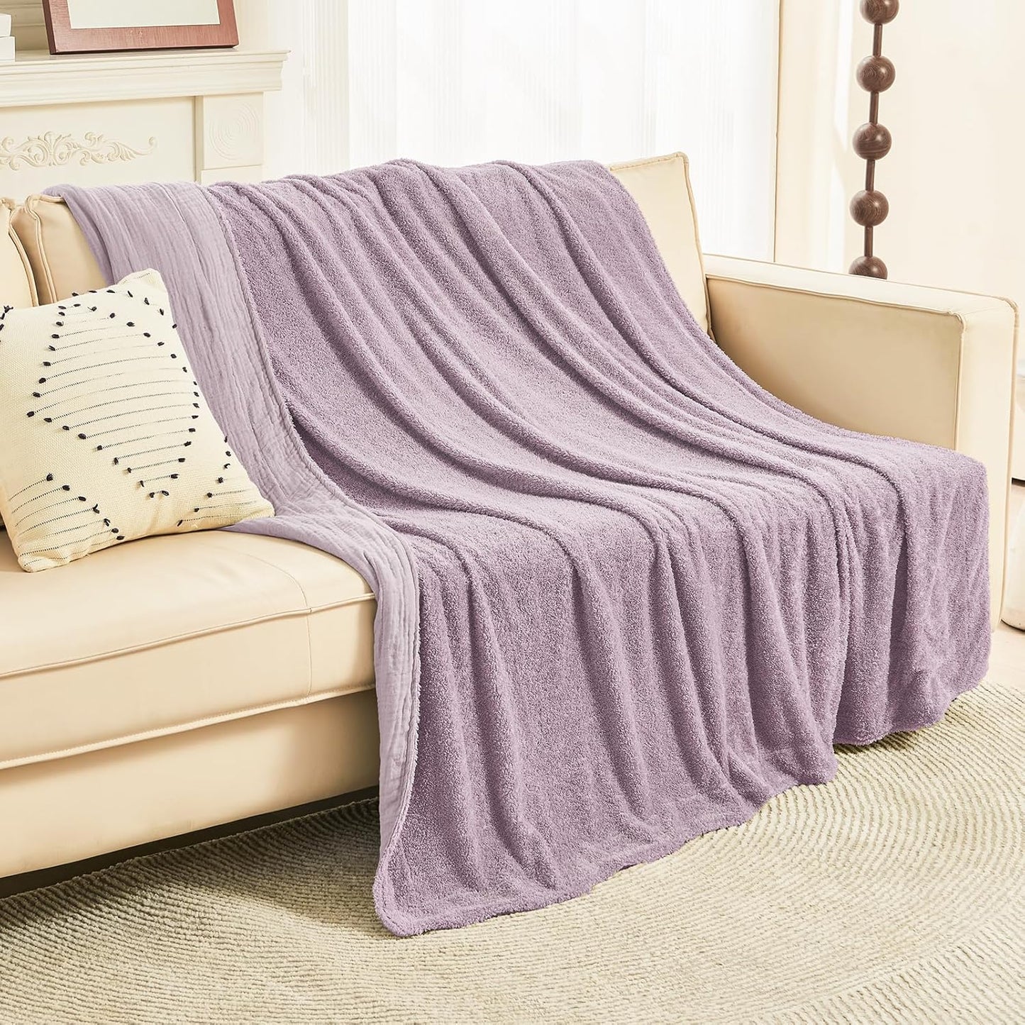 EMME Muslin Throw Blanket 100% Cotton Blankets for Couch Breathable Gauze All Season Soft and Lightweight Pre-Washed (Teal, 50"x70")