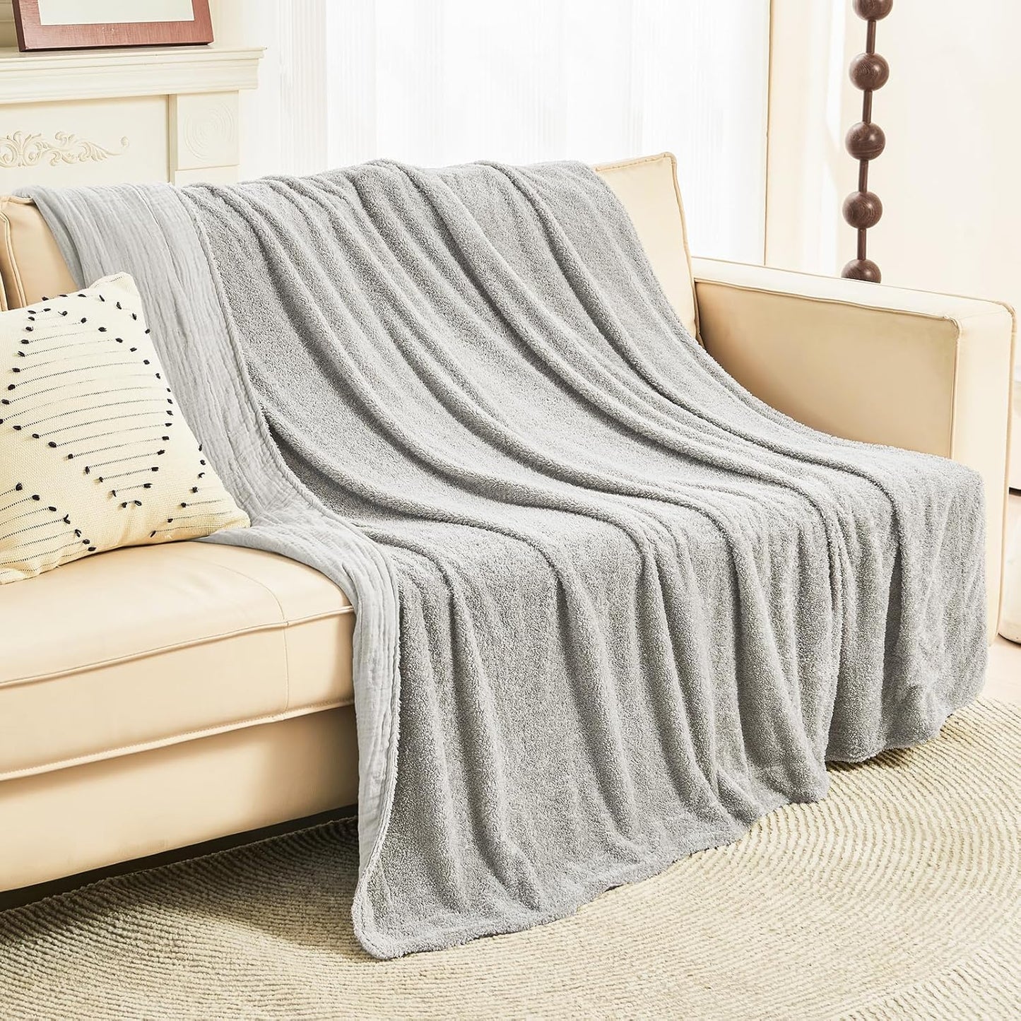 EMME Muslin Throw Blanket 100% Cotton Blankets for Couch Breathable Gauze All Season Soft and Lightweight Pre-Washed (Teal, 50"x70")