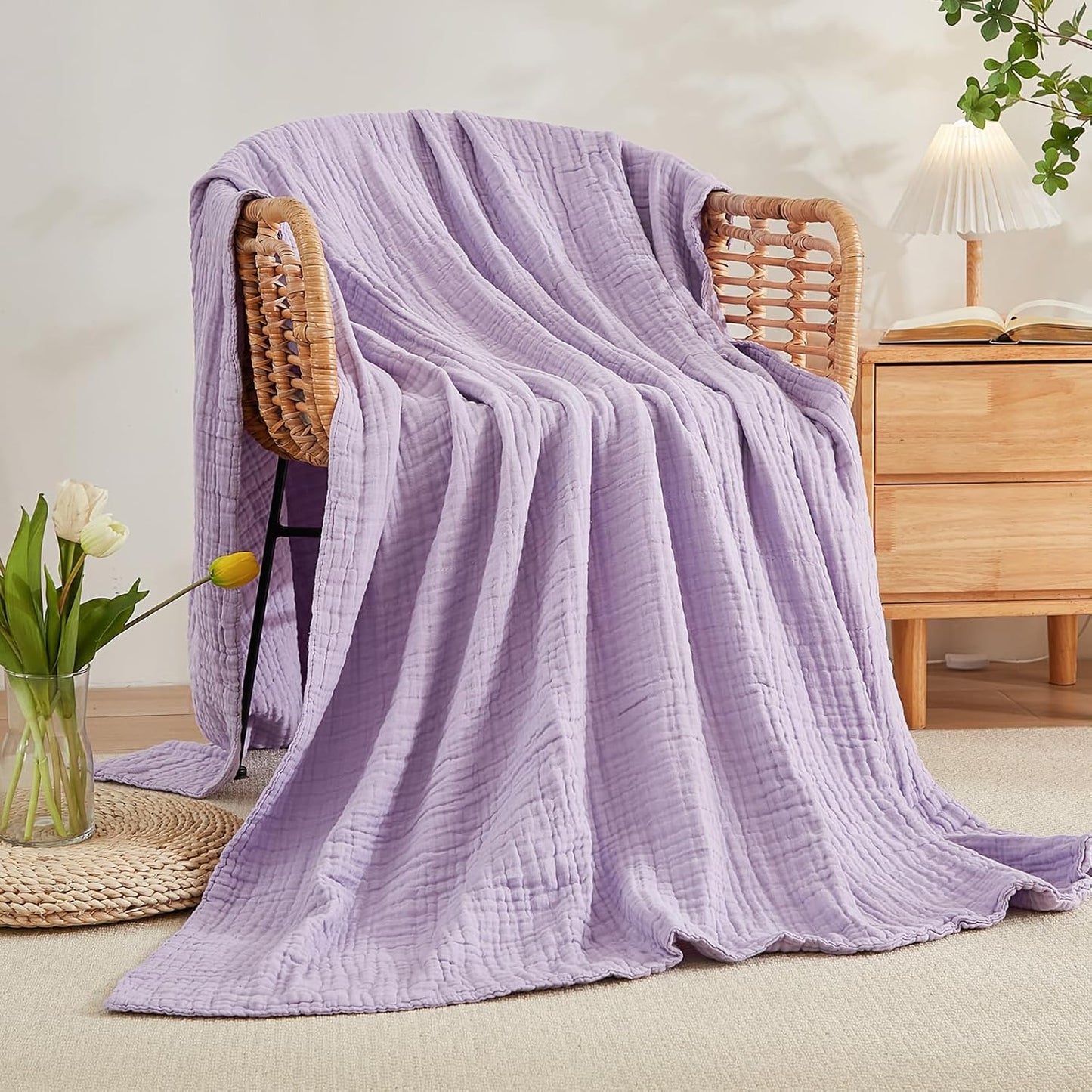 EMME Muslin Throw Blanket 100% Cotton Blankets for Couch Breathable Gauze All Season Soft and Lightweight Pre-Washed (Teal, 50"x70")