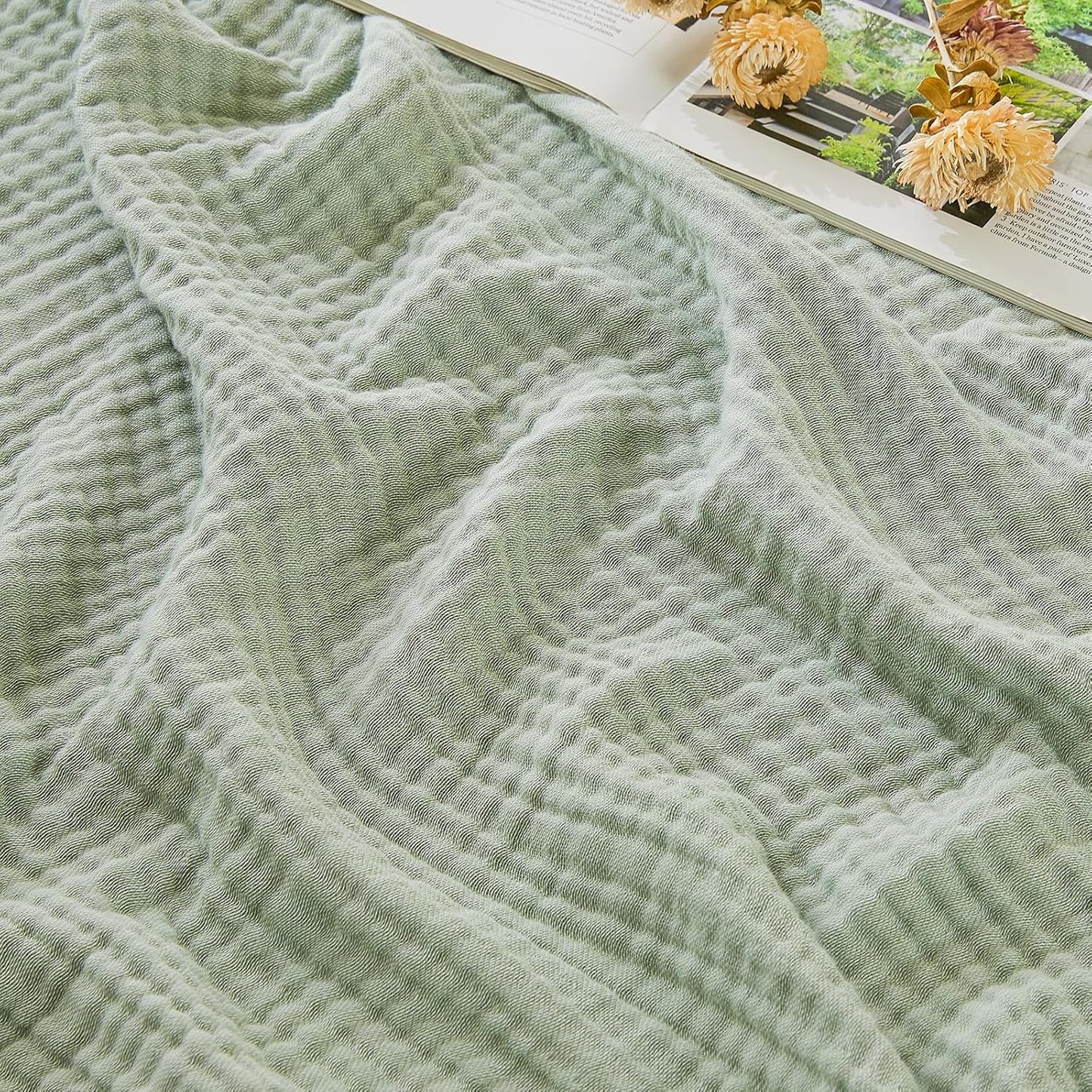 EMME Muslin Throw Blanket 100% Cotton Blankets for Couch Breathable Gauze All Season Soft and Lightweight Pre-Washed (Teal, 50"x70")