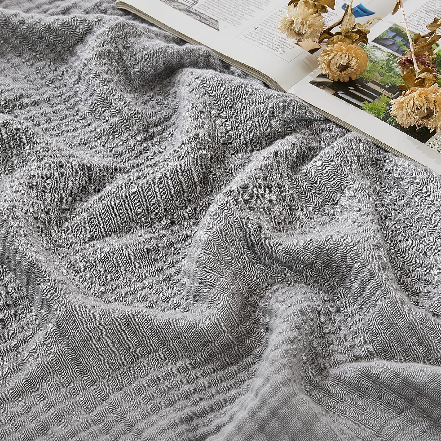 EMME Muslin Throw Blanket 100% Cotton Blankets for Couch Breathable Gauze All Season Soft and Lightweight Pre-Washed (Teal, 50"x70")