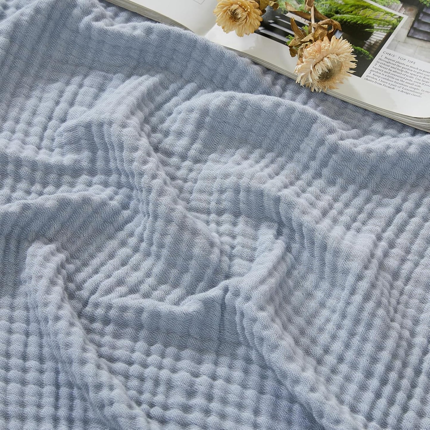 EMME Muslin Throw Blanket 100% Cotton Blankets for Couch Breathable Gauze All Season Soft and Lightweight Pre-Washed (Teal, 50"x70")