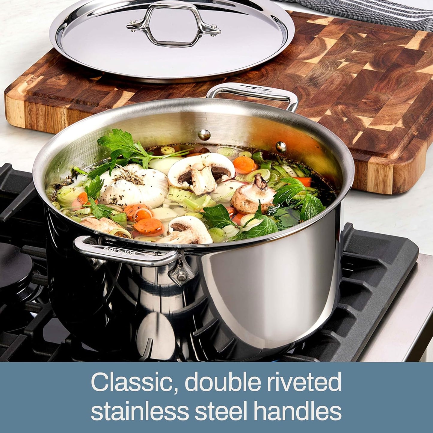 All-Clad D3 Stainless Steel Cookware Set - 10-Piece Pots and Pans Set, Induction, Oven Broiler Safe 600F - Includes Frying Pans, Saucepan, Sauté-Pan, Stockpot, Professional Cookware - Stainless Steel