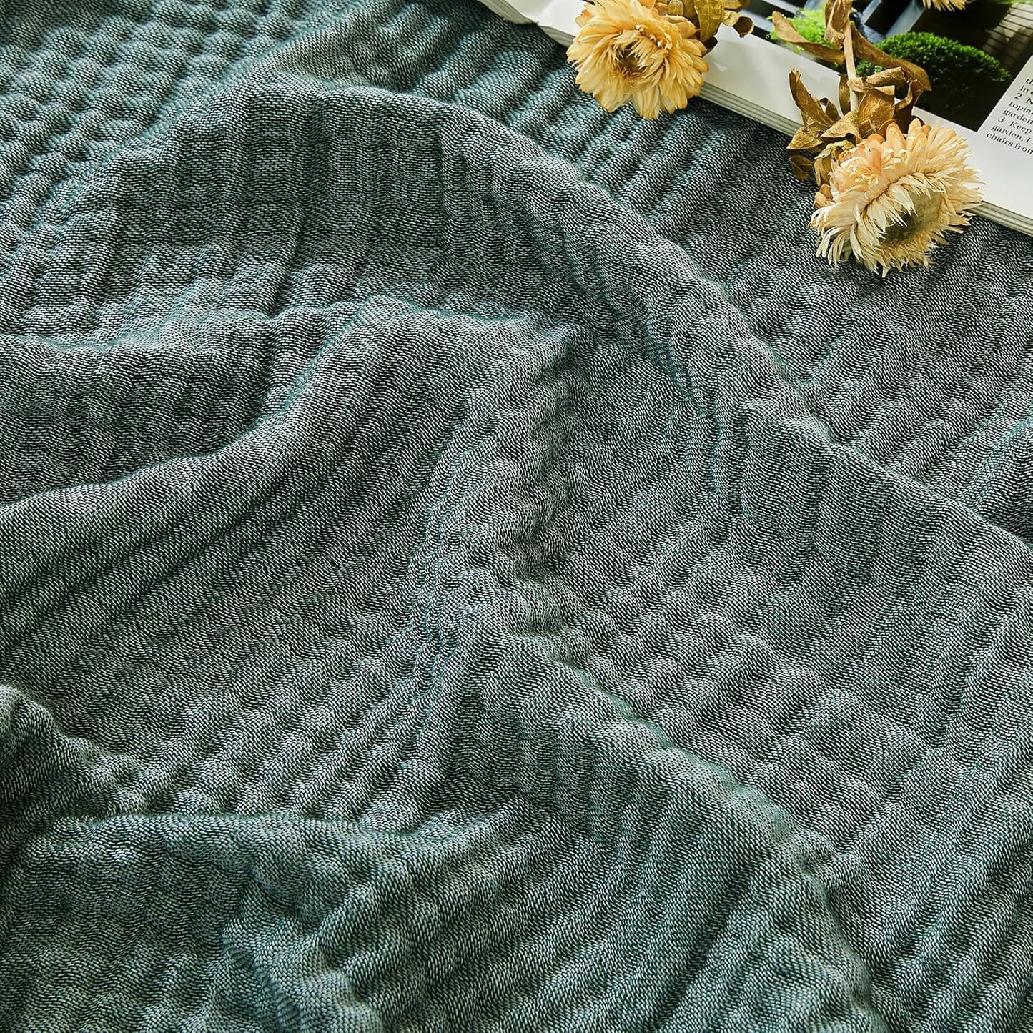 EMME Muslin Throw Blanket 100% Cotton Blankets for Couch Breathable Gauze All Season Soft and Lightweight Pre-Washed (Teal, 50"x70")