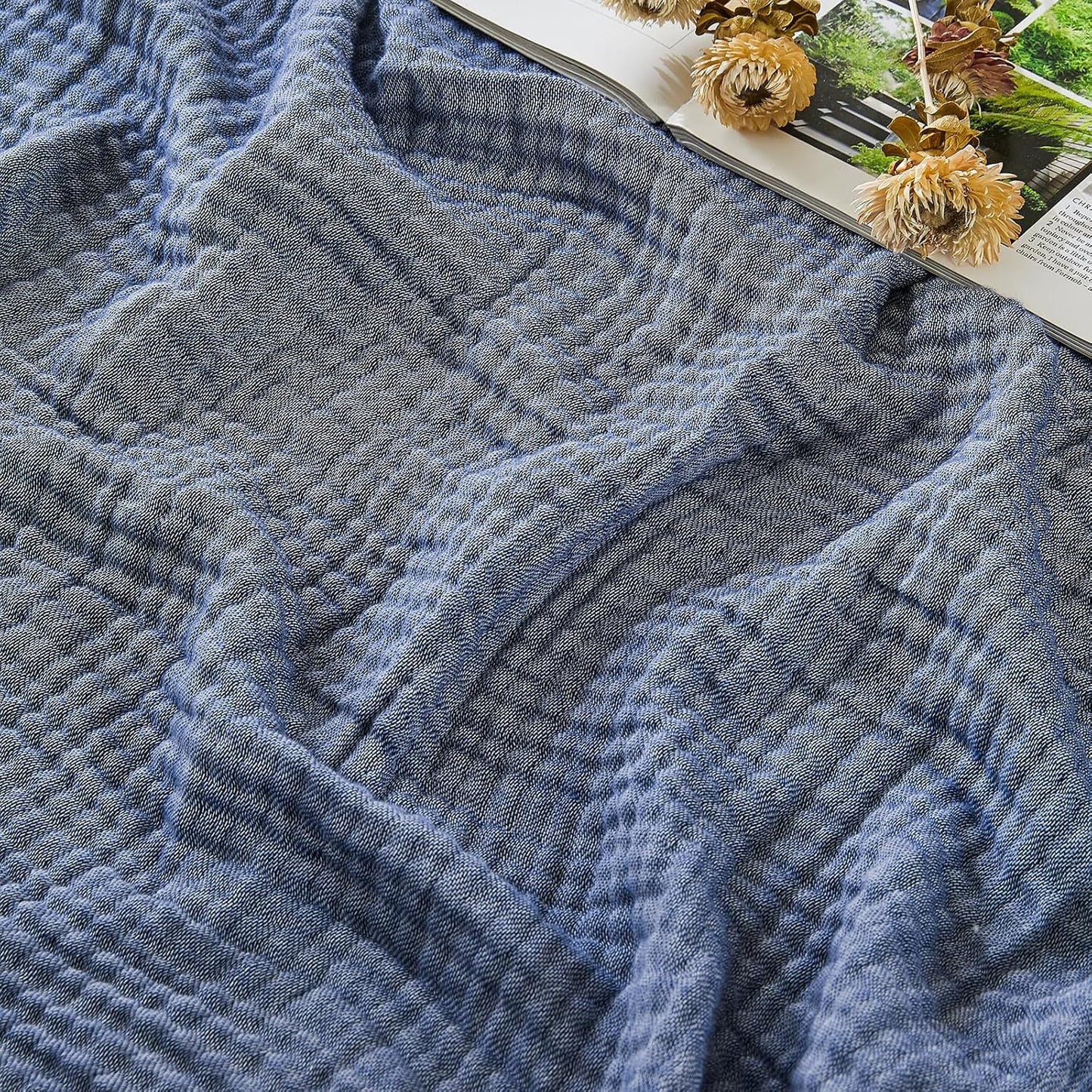 EMME Muslin Throw Blanket 100% Cotton Blankets for Couch Breathable Gauze All Season Soft and Lightweight Pre-Washed (Teal, 50"x70")