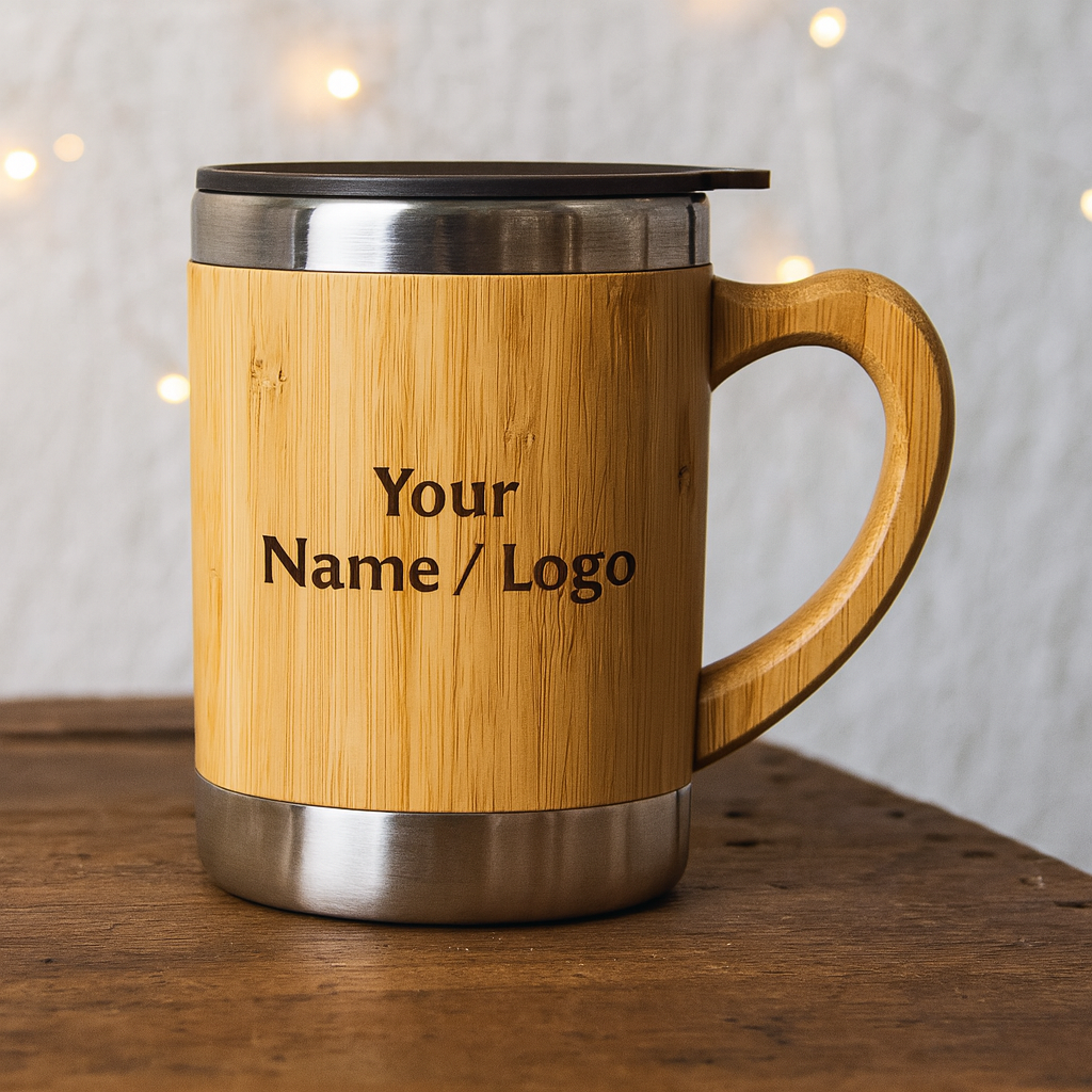 Bamboo Insulated Cup | Eco-Friendly Reusable Cup with Custom Label